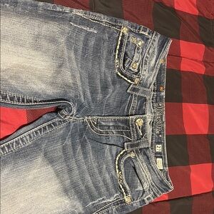 Blue Denim Jeans with Embellished Pockets